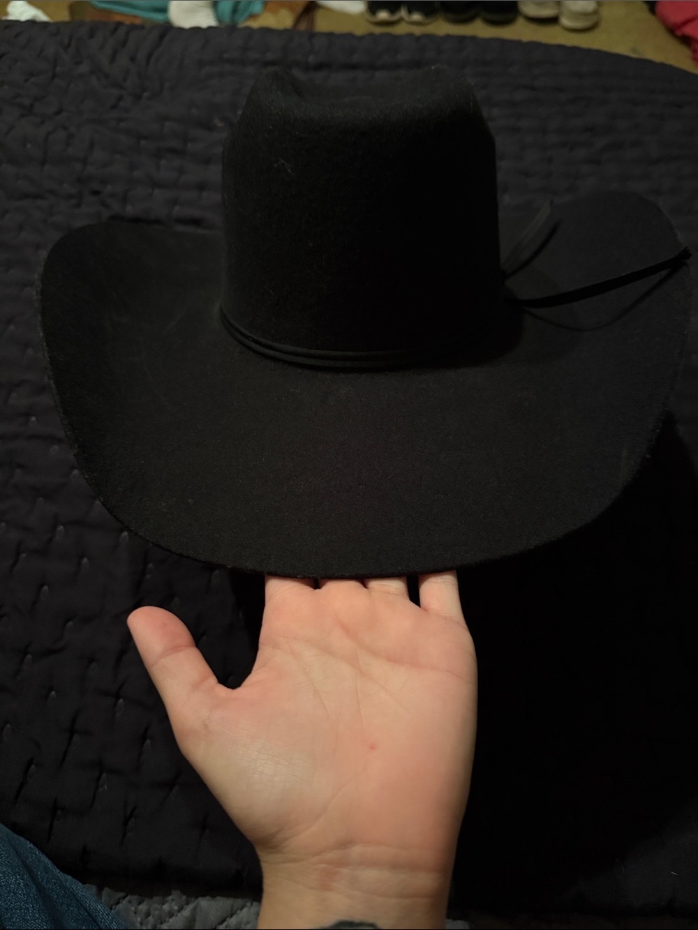 Women's Black Felt Cowboy Hat with Slim Band